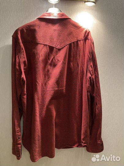 Рубашка в клетку теплая мужская