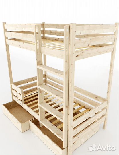 Двухъярусная кровать из массива дерева
