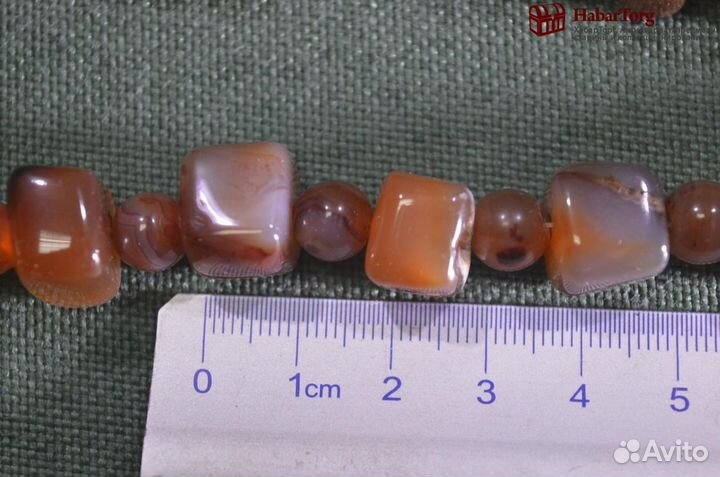 Бусы каменные, ожерелье. Кубики и шарики. Агат, пр