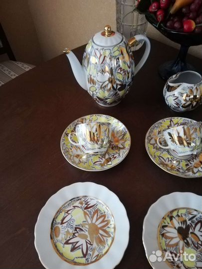 Кофейный сервиз лфз, Золотые ромашки 