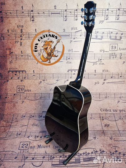 Акустическая гитара дредноут чёрная + чехол