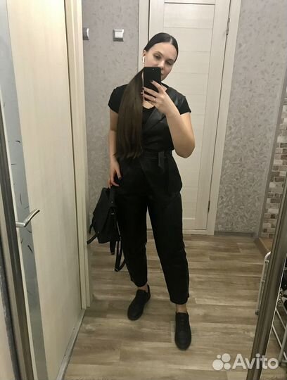 Кожаные брюки mango 44