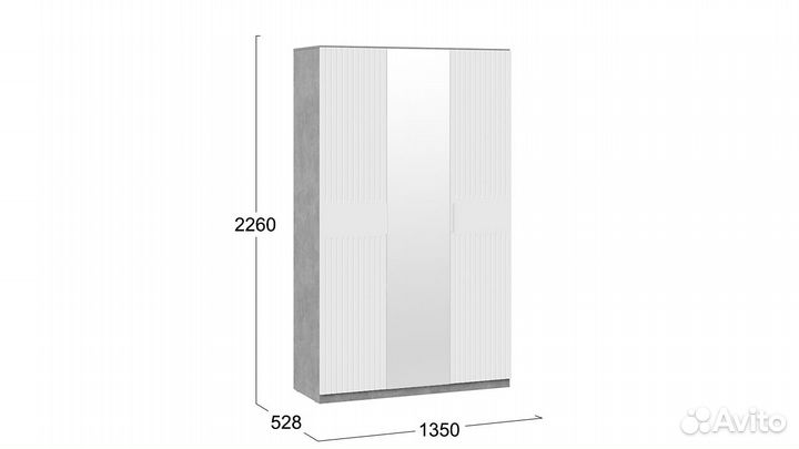 Шкаф комбинированный «Хилтон» Ателье светлый/Белый