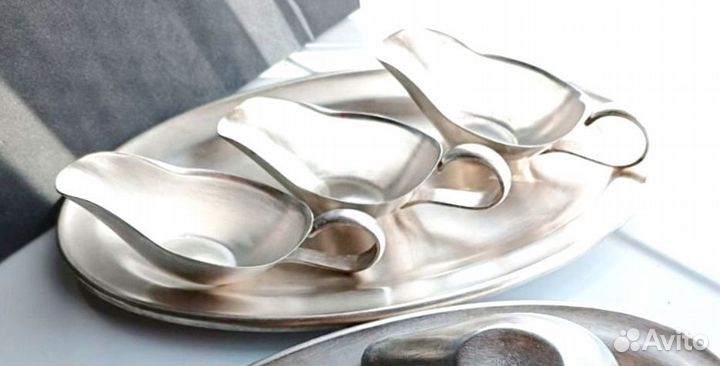 Кольчугинский мельхиор блюдо и соусник СССР, ретро