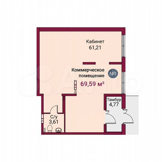Свободного назначения, 69.59 м²