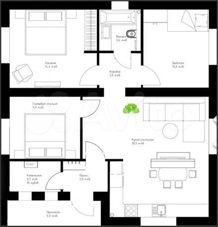 Дом 84 м² на участке 8 сот.