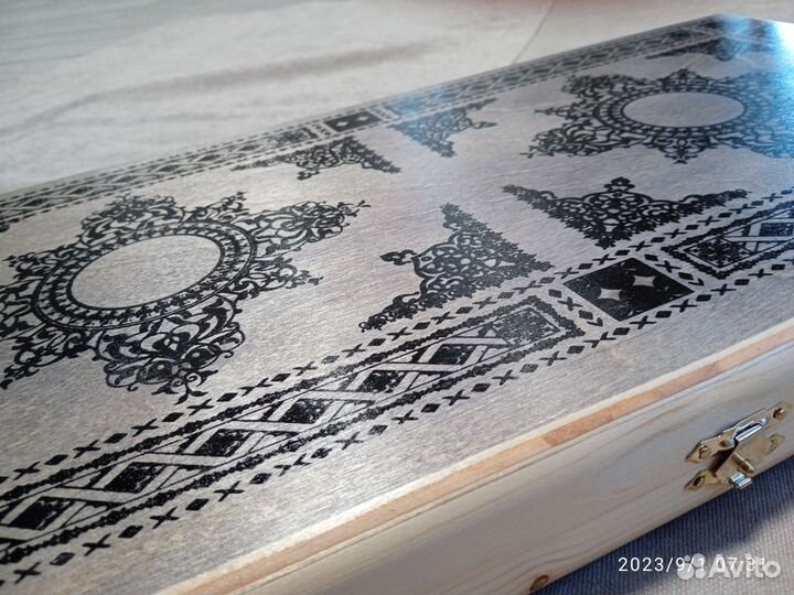 Нарды средние Серые, чёрный узор