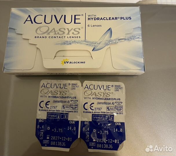 Линзы контактные acuvue oasys двухнедельные -3,75