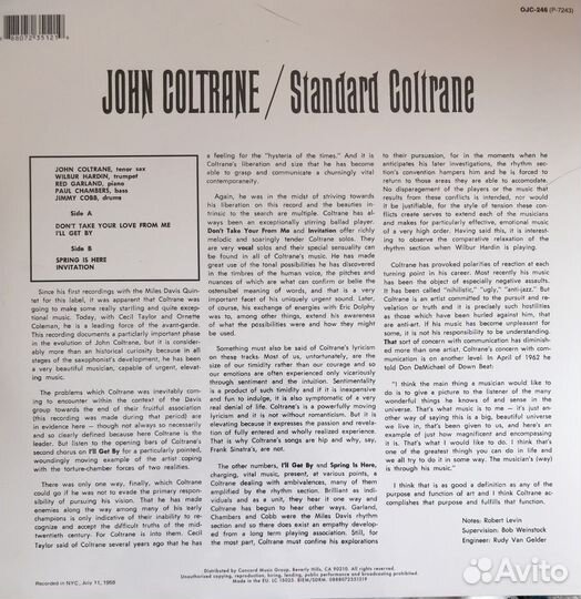 John Coltrane Analogue productions Tone Poet
