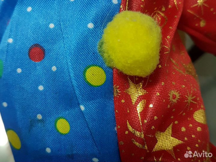 Кукла клоун с фарфоровой головой на веревках