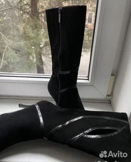 Сапоги женские шпилька велюр весна Италия 38