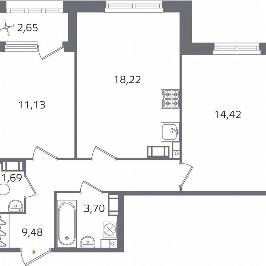 2-к. квартира, 60 м², 10/17 эт.