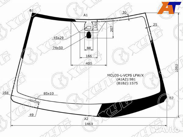Стекло лобовое lexus RX400H