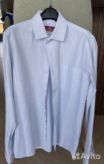 Детская рубашка голубая на мальчика 158