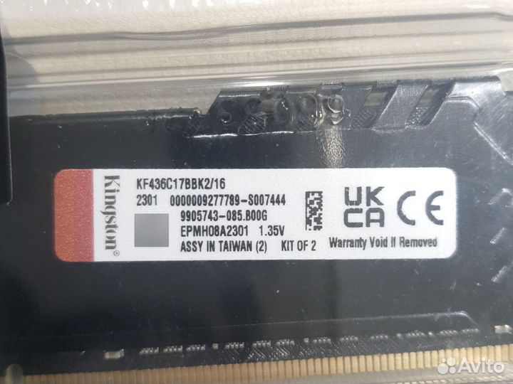 DDR4 3600 мгц 2x8 гб (KF436C18BBK2/16) CL17-21-21