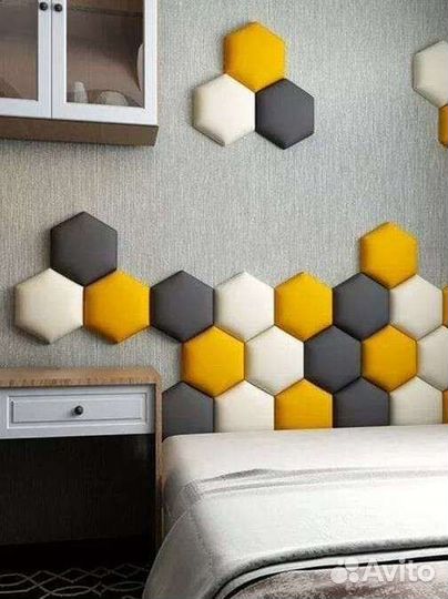 Мягкие стеновые панели,соты, детская кровать