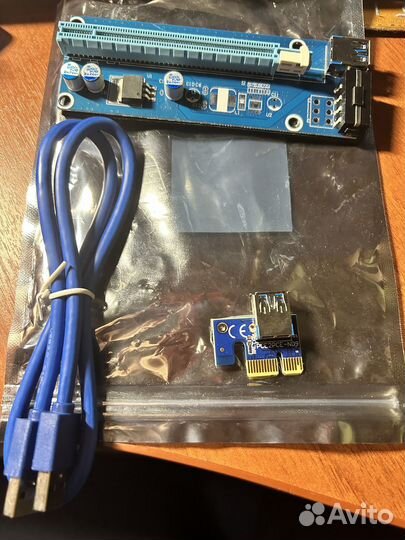 Райзер pci-e 1x на 16х на питании Molex