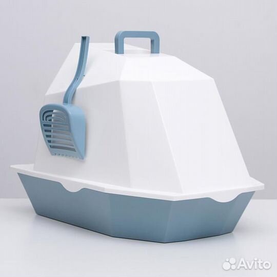 Туалет для кошек фигурный закрытый с совком, 54 х