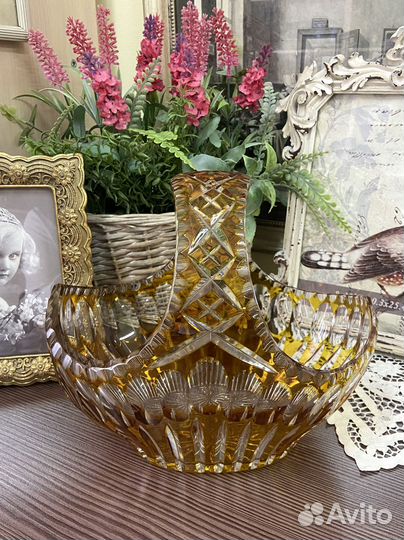 Хрустальная ваза - корзинка медовая.Германия
