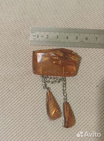 Брошь янтарь винтаж