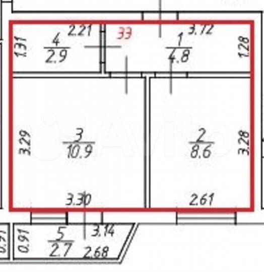 1-к. квартира, 27 м², 1/4 эт.