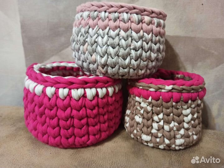 Корзинки из трикотажной пряжи
