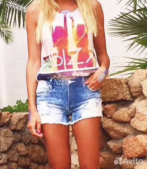 Шорты джинсовые с кружевом