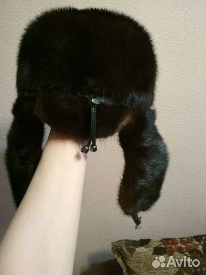 Шапка ушанка норковая женская рр 57