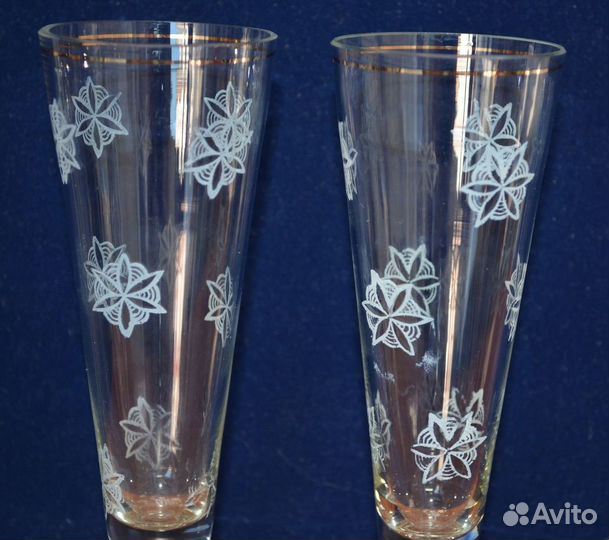 Стеклянные бокалы под шампанское- 2 шт