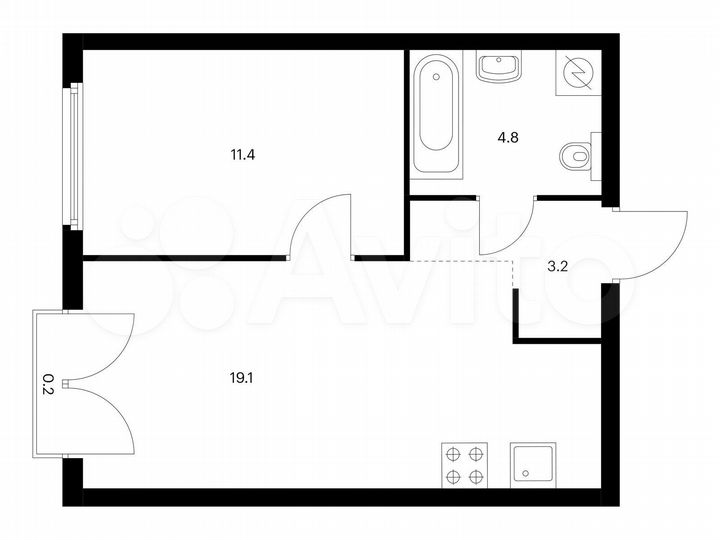 1-к. квартира, 38,7 м², 2/32 эт.