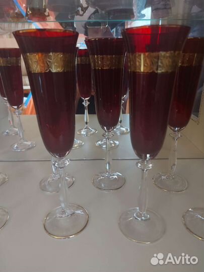 Бокалы фанеры Чехия богемия с позолотой