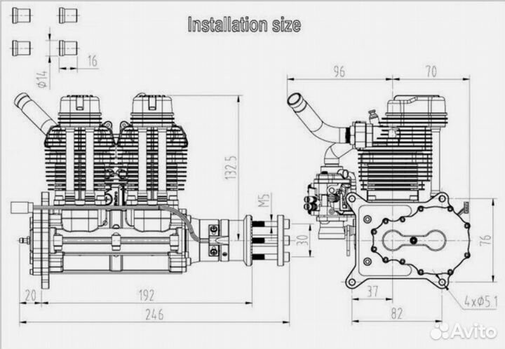 NGH 60cc FSI рядный двигатель