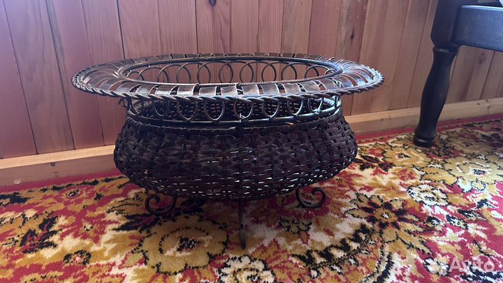 Набор зонтница и ваза-кашпо из ротанга