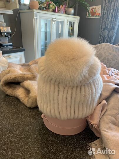 Шапка норковая женская вязаная