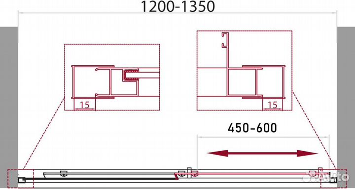 Душ. уголок BelBagno 135x120 unique-ah-1-120/135