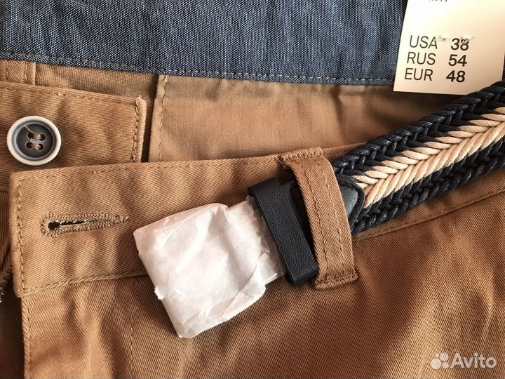 Новые мужские бежевые шорты 54 размера с ремнем