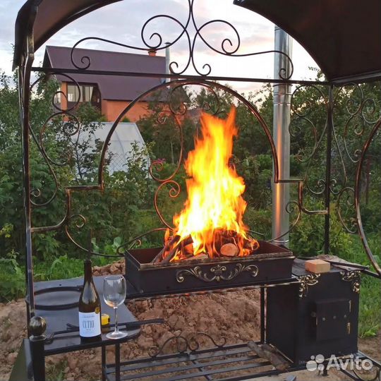Мангал кованый с печкой для дачи