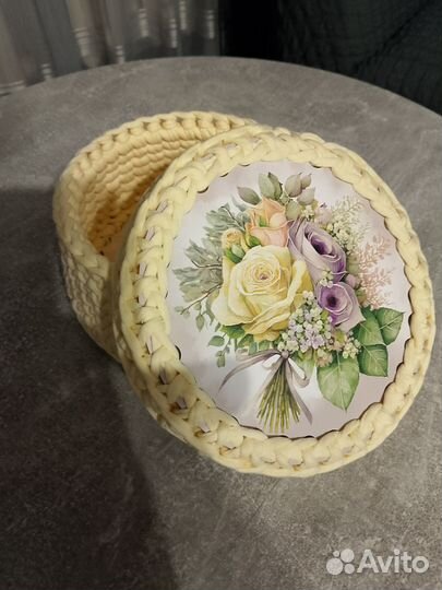 Корзинка из трикотажной пряжи