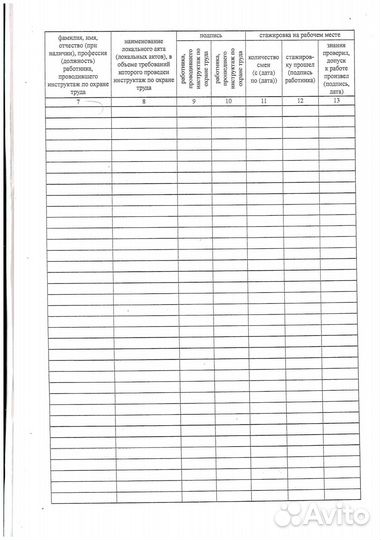 Журнал регистрации инструктажа на рабочем месте