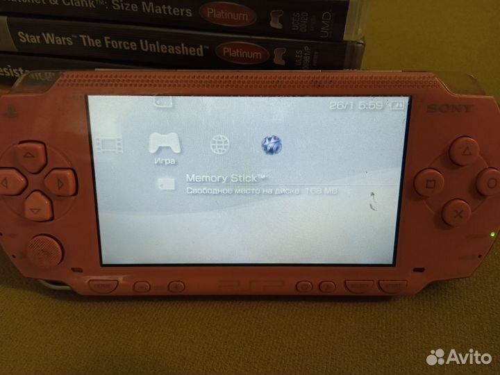 PSP Pink 1008 64Gb Розовая Прошитая, 10шт дисков