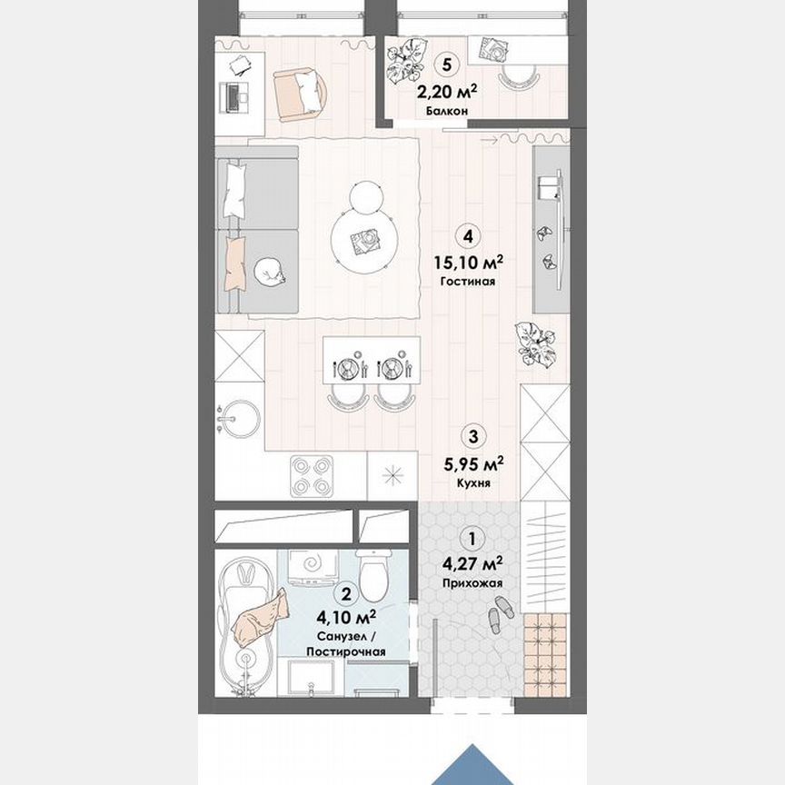 Квартира-студия, 29,4 м², 4/23 эт.