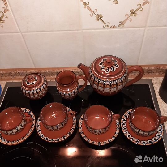 Чайный сервиз троянская обливная керамика