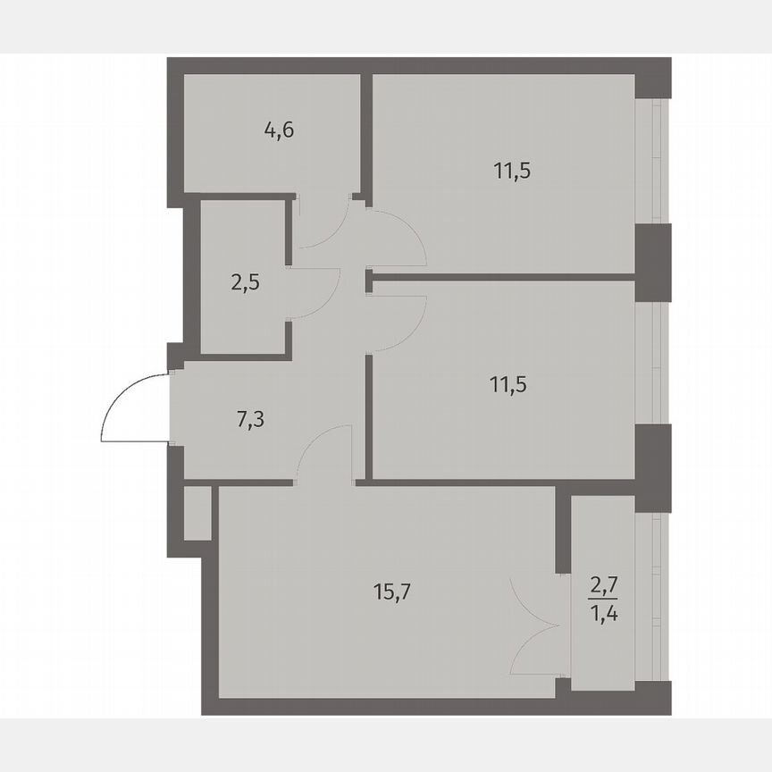 2-к. квартира, 54,4 м², 7/11 эт.