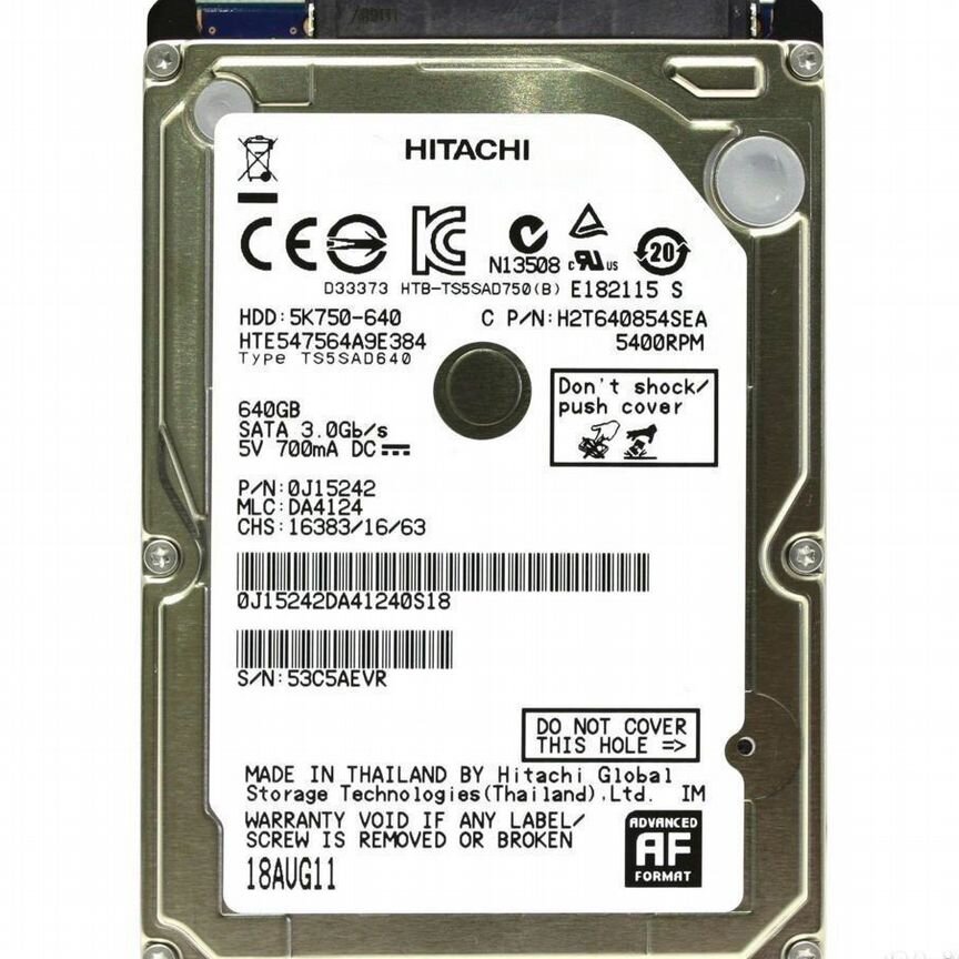 [H2T640854SEA] Жесткий Диск Hitachi 640gb 0j15242 H2t640854sea