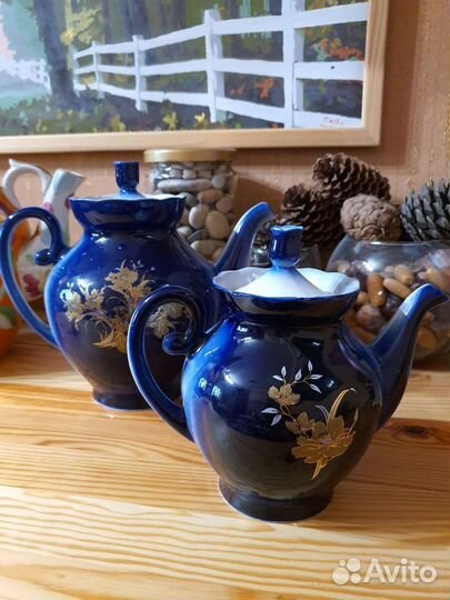 Чайник доливной и заварочный кобальт