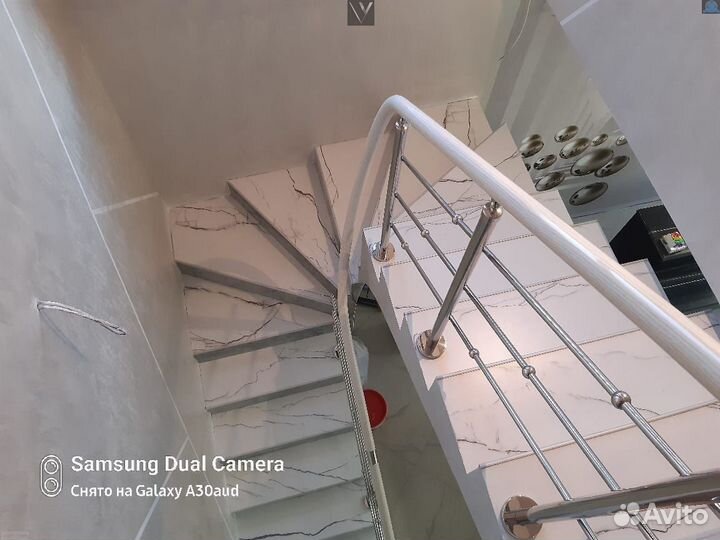 Перила из нержавеющей стали с пвх и стеклом