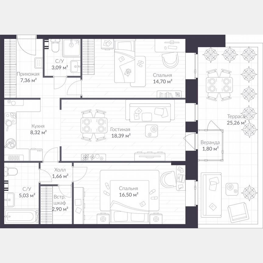 2-к. квартира, 88,4 м², 1/3 эт.