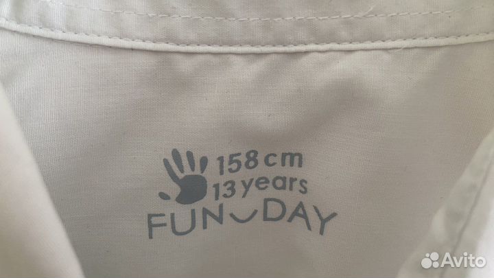 Рубашка FUN DAY на мальчика дл.рукав, белая р.158