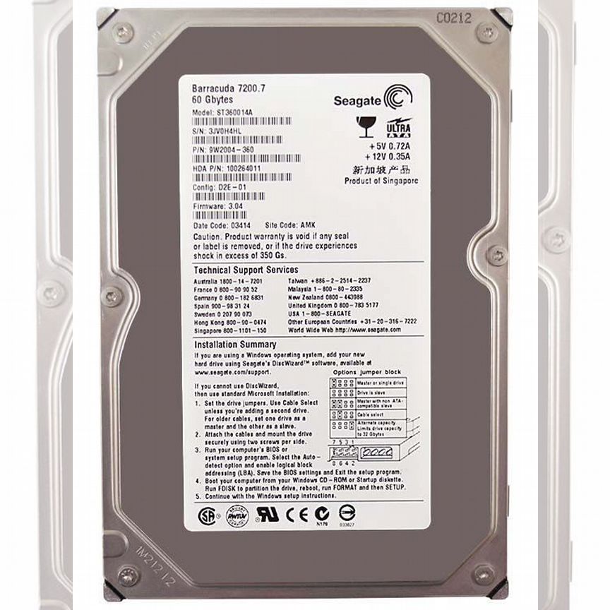 [ST360014A] Жесткий Диск Seagate 60gb Ide 3.5" Hdd St360014a