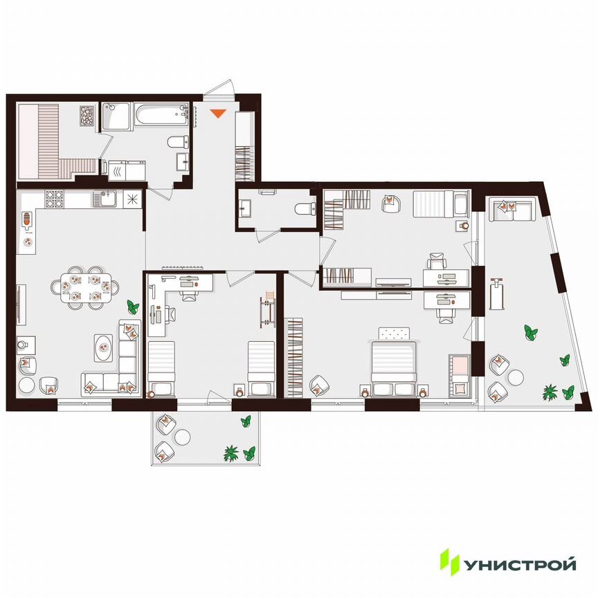 3-к. квартира, 106,6 м², 2/5 эт.
